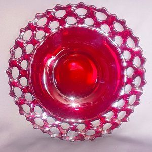 Vintage Westmoreland Ruby Red Elegant Doric Lace Serving Plate